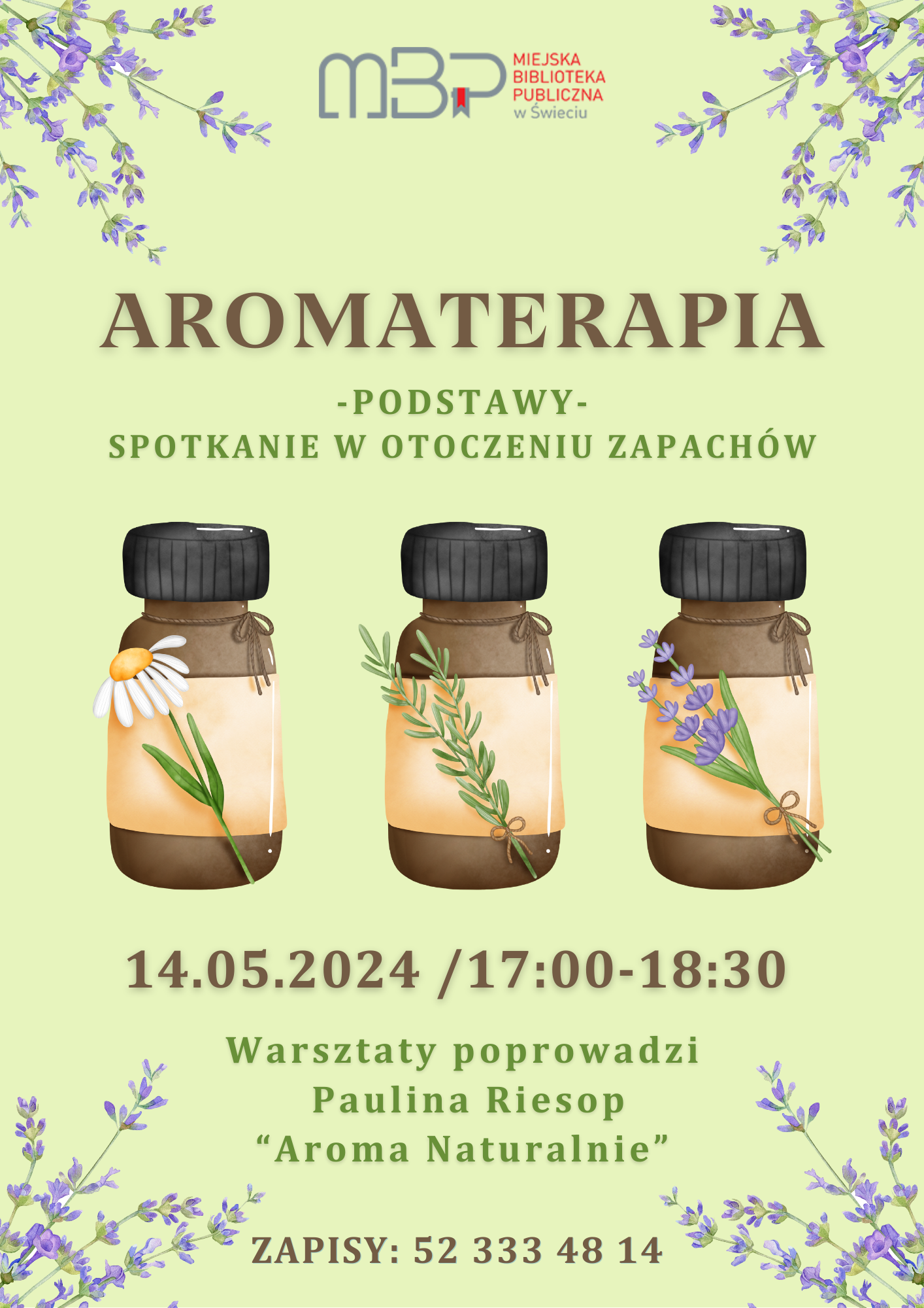 Plakat warsztatów aromaterapii